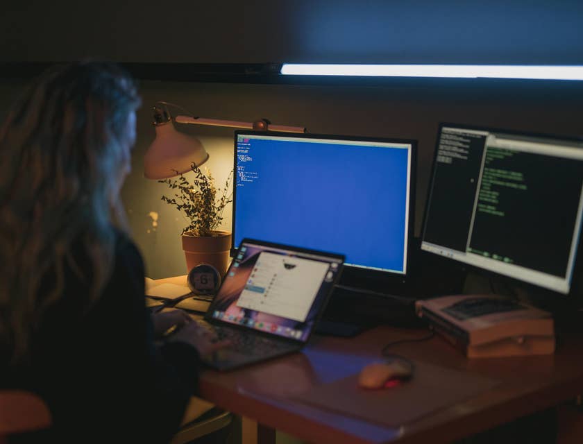 Applications Engineer working on a new project at her workstation