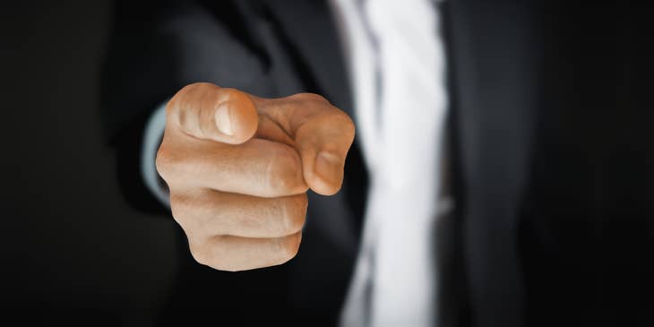 A man pointing his finger.