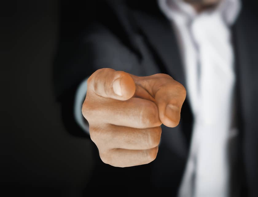 A man pointing his finger.