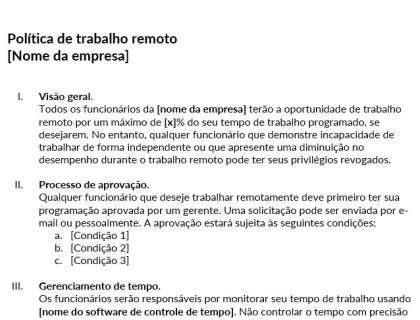 Modelo de política de trabalho remoto