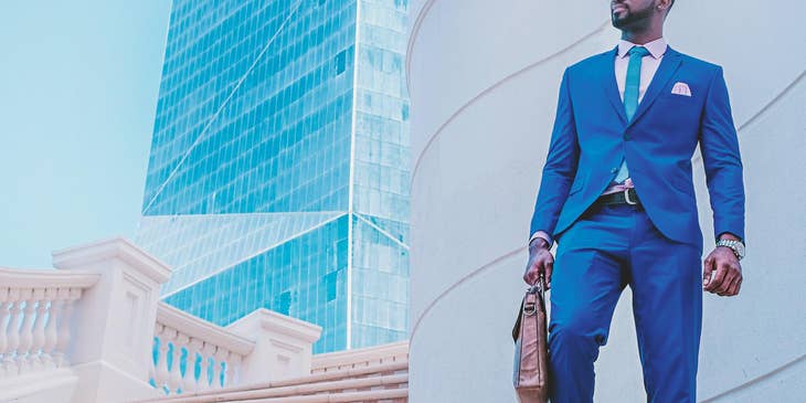 man in blue suit