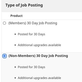 Select a job posting plan.
