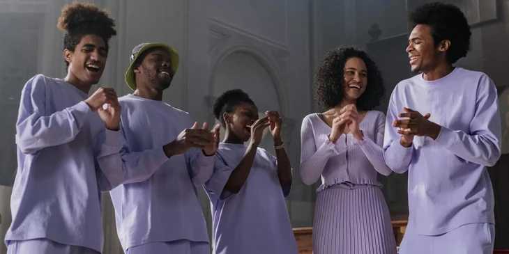 A choir singing in a church.