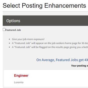 Select job post enhancements.
