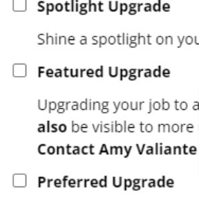 Select additional job post upgrades.