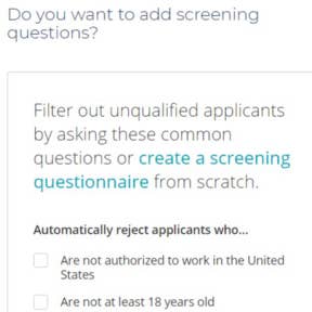 Add screening questions.