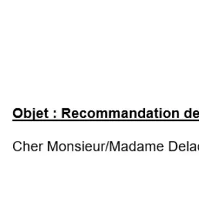Adressez la lettre à l'employeur, au responsable du recrutement ou au groupe/organisation concerné.