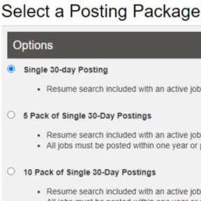 Choose a job posting package.