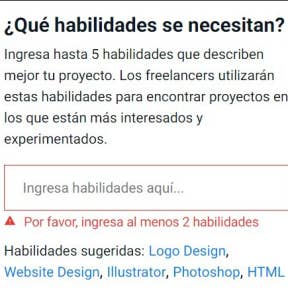 Agregar las habilidades para el proyecto.