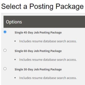 Select a job posting plan.