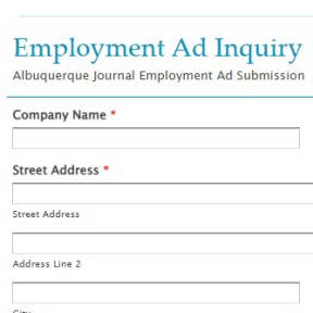 Complete the "Employment Ad Inquiry" form.