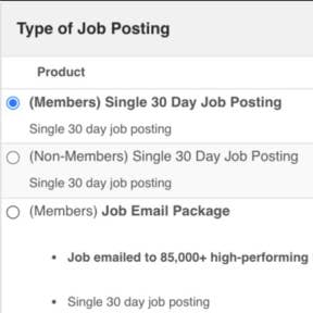 Select a job posting package.