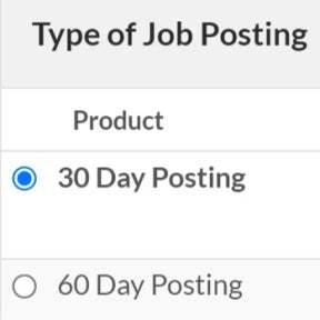 Choose a job posting type.