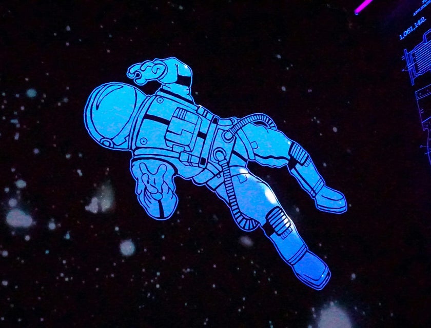 An animation of a floating astronaut.
