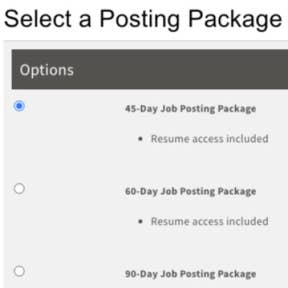 Select a job posting plan.