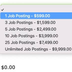 Select a job posting package.