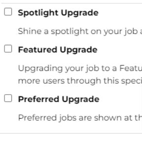 Select additional job post upgrades.