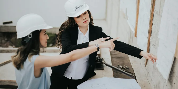 Two female engineers working together.