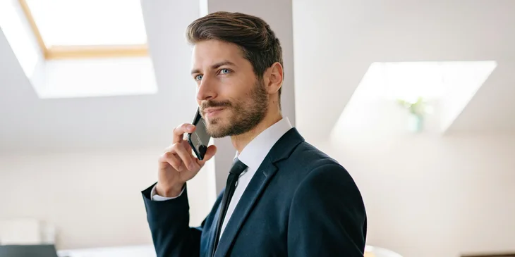 A man talking on the phone.