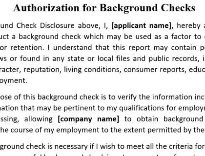 Background Check Authorization Form Download