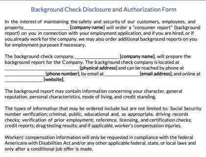 Background Check Authorization Form Download
