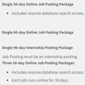 Select a job posting package.