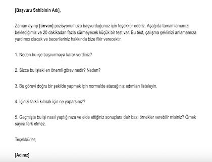 Başvuru Eleme Maili Şablonu