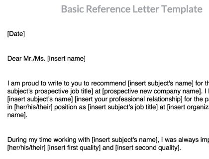 Basic reference letter template