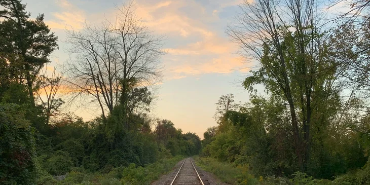 A view of a railway in Brampton, Ontario, Canada.