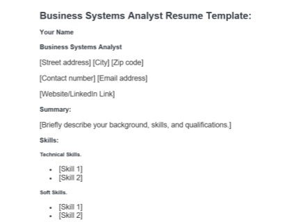 Free business systems analyst resume template