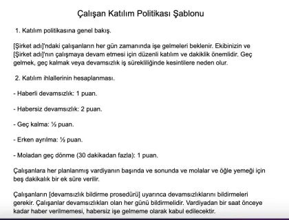 Katılım Politikası Şablonu İndir