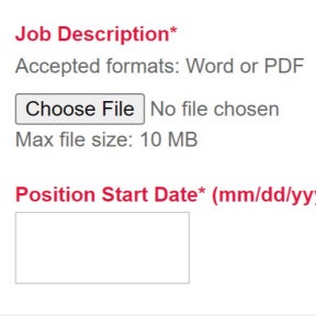 Complete the job form.