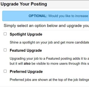 Add optional upgrades for your job post.
