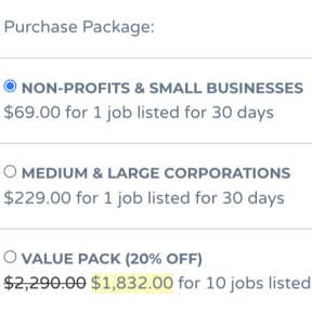 Choose a job posting plan.