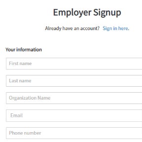 Create an employer account.