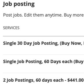 Select a job posting plan and contact CharityWorldWorks.ca.