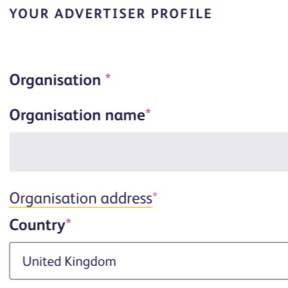 Create your advertiser profile.