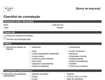 Modelo de checklist para empresas.