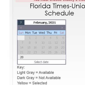 Choose a date for your printed job advert to run in the Florida Times Union.