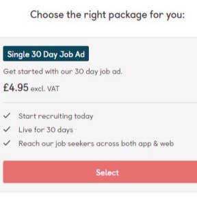 Choose a job posting package.