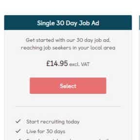 Choose a job posting package.