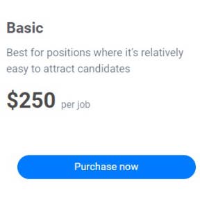 Choose a job posting package.