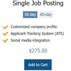 Choose a job posting package.