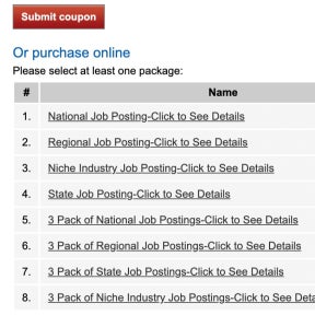 Choose a posting package.