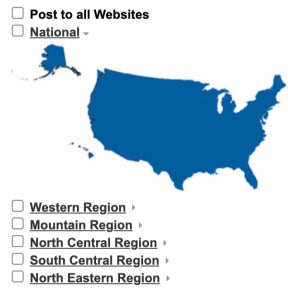 Choose a region to post to.