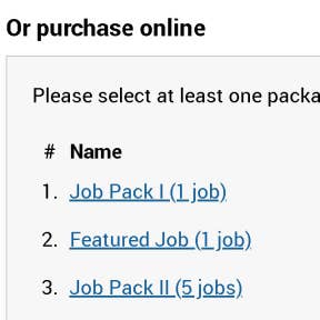 Select your package for purchase.