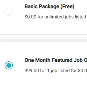Select a job posting plan.