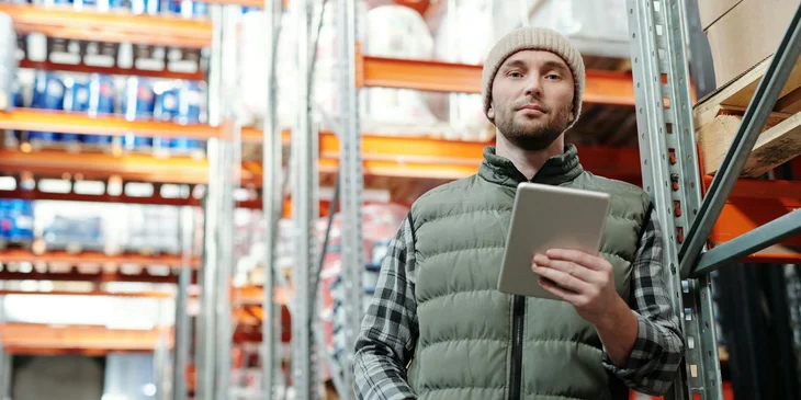 A man holding a tablet computer.