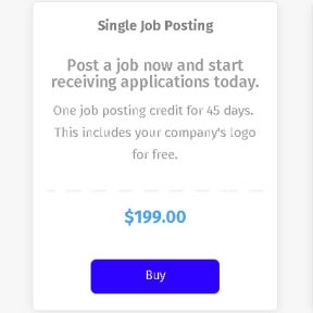 Choose your job posting package.