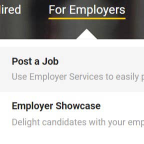 Click on the "For Employers" tab.